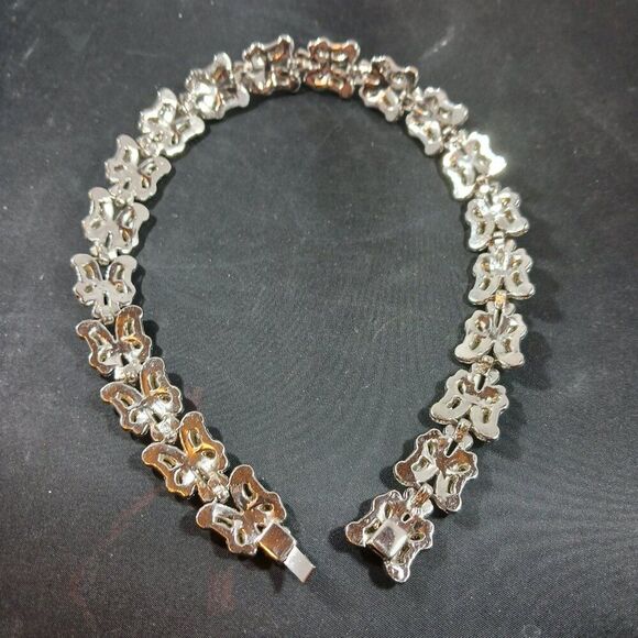 Vintage Silver Tone Rhinestone Women's Chunky Choker Necklace - Picture 2 of 7